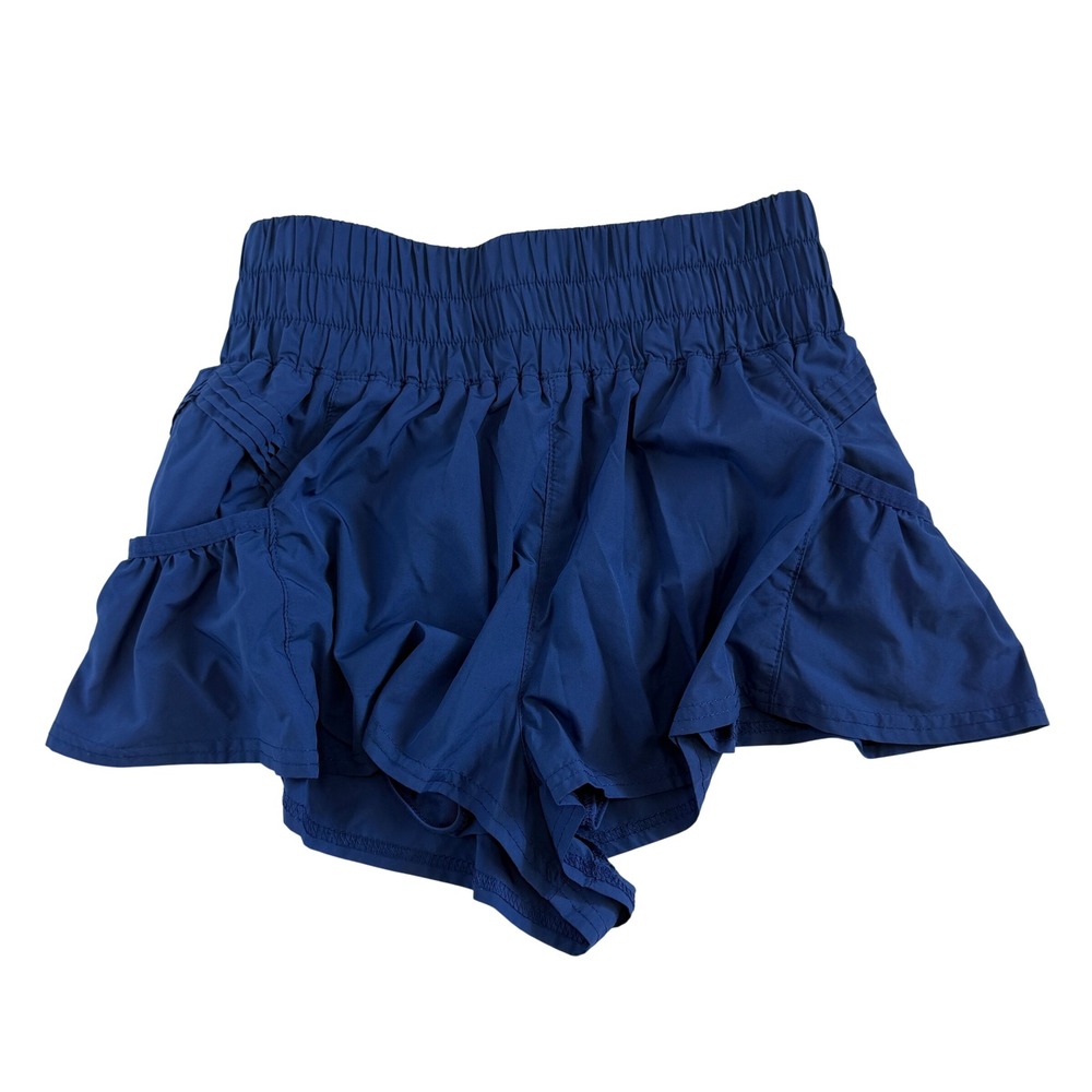 FP Movement Free People Get Your Flirt On Shorts Blue High Rise Smocked XS